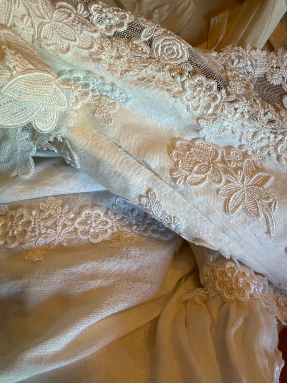 Priscilla of Boston Irish Linen Wedding Gown with Venise Lace - Picture 5 of 10